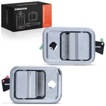 2 Pcs Front Chrome & Black Exterior Door Handle with Keyhole for 2003-2007 Freightliner Condor