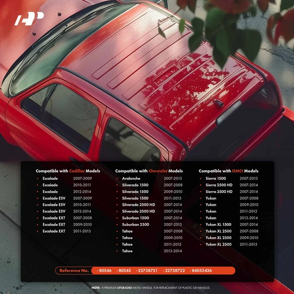 2 Pcs Upgraded Metal Exterior Door Handle Chrome for Chevrolet GMC Cadillac Front