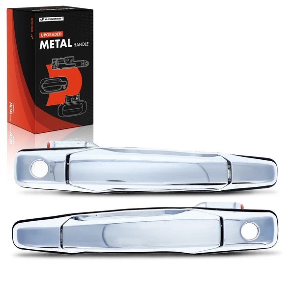 2 Pcs Front Upgraded Metal Exterior Door Handle Chrome with Keyhole for Chevy