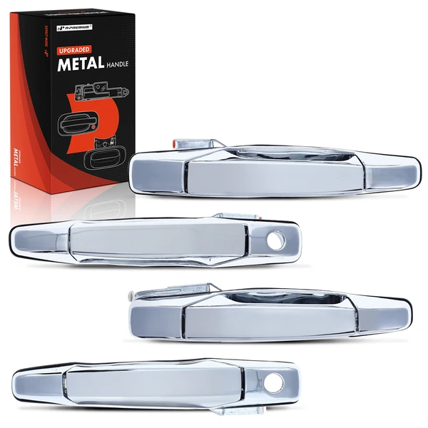 4 Pcs Front & Rear Upgraded Metal Exterior Door Handle Chrome with Keyhole for Chevy