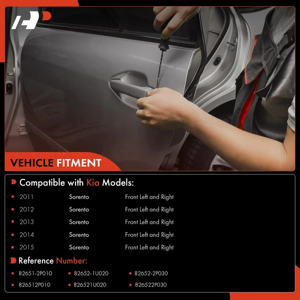 2 Pcs Front Chrome Exterior Door Handle for Kia Sorento 2011-2015