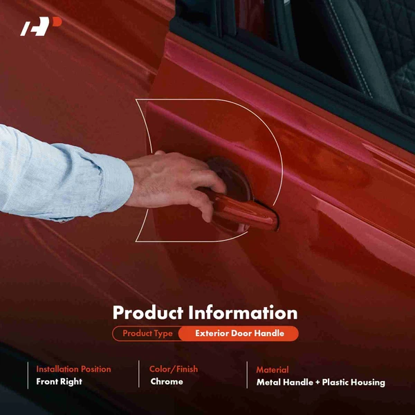 Upgraded Metal Front Passenger Exterior Door Handle for Chevy Silverado 1500 GMC Sierra