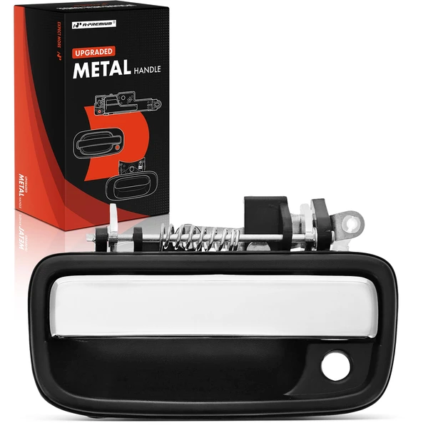 Front Driver Chrome & Black Exterior Door Handle with Keyhole for Toyota Tacoma