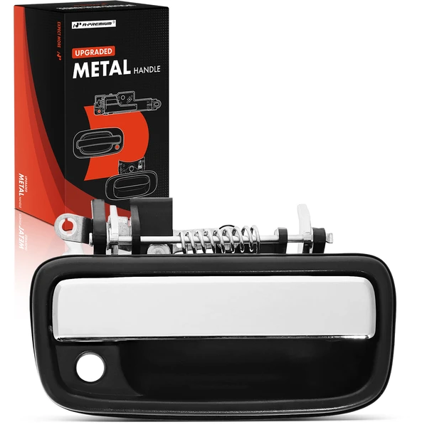 Front Passenger Chrome & Black Exterior Door Handle with Keyhole for Toyota Tacoma