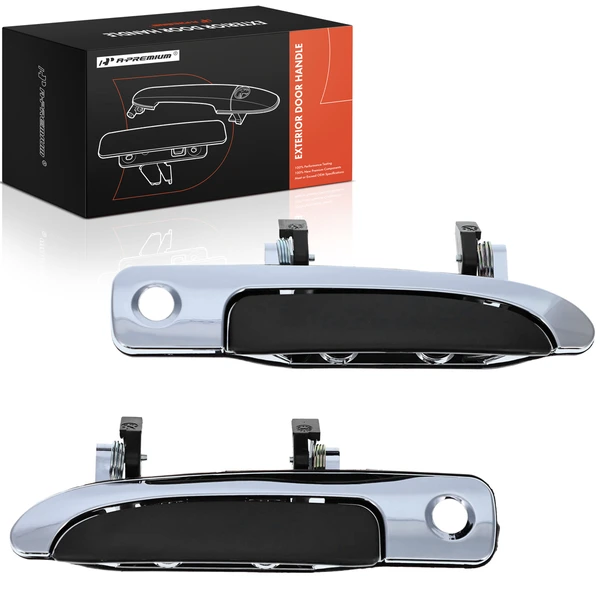 2 Pcs Front Black & Chrome Exterior Door Handle for 1992-2011 Ford Crown Victoria