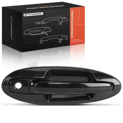 Front Passenger Black Exterior Door Handle with Keyhole