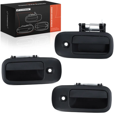 3 Pcs Front & Passenger Sliding Door Black Exterior Door Handle