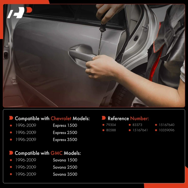 3 Pcs Front & Passenger Sliding Door Black Exterior Door Handle for Chevrolet GMC 96-09