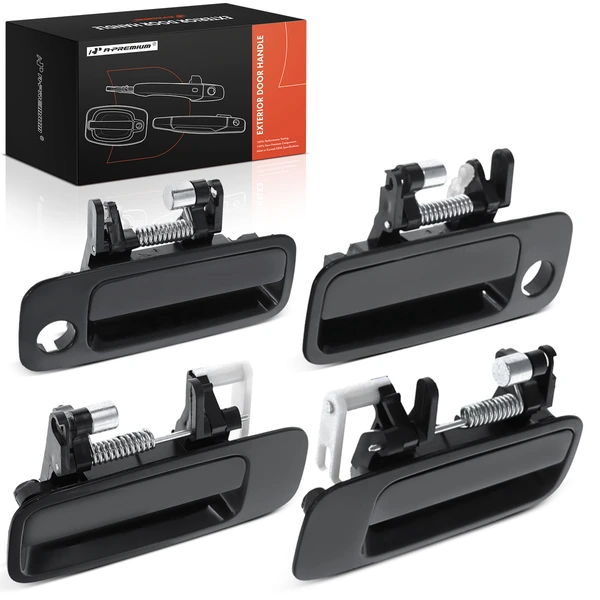 4 Pcs Front & Rear Smooth Black Exterior Door Handle for Toyota Camry 1997-2001