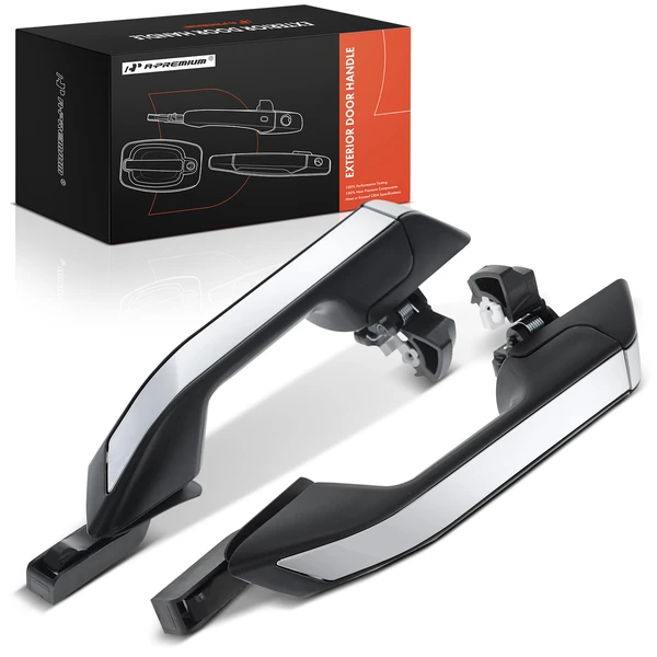 2 Pcs Front Black & Chrome Exterior Door Handle without Keyhole for Honda Odyssey 11-17