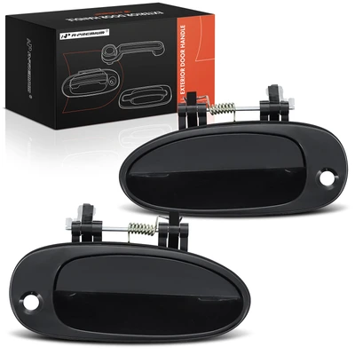 2 Pcs Front Smooth Black Exterior Door Handle