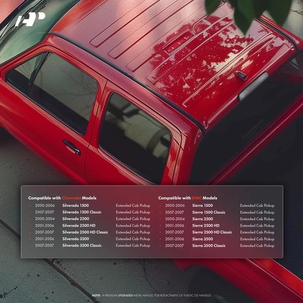 Rear Passenger Black Upgraded Metal Exterior Door Handle for Chevy Silverado 1500 1999-2006 GMC