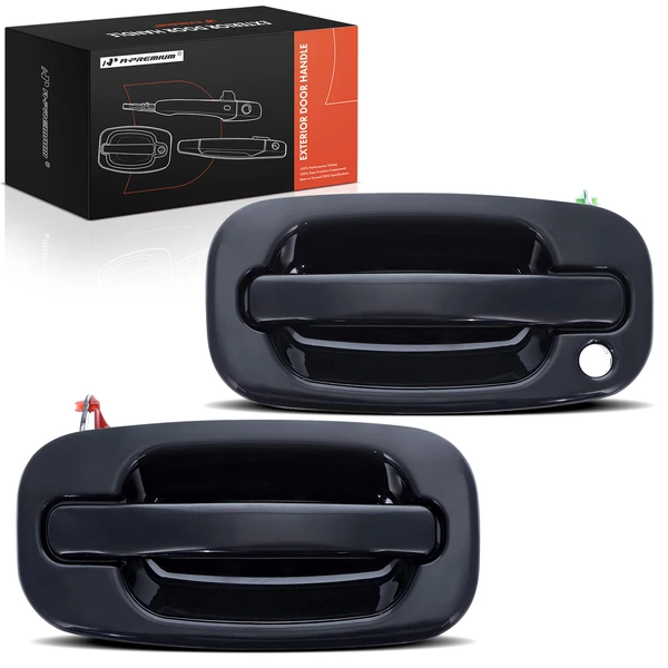 2 Pcs Front Smooth Black Exterior Door Handle for 2005-2006 GMC Sierra 1500 HD