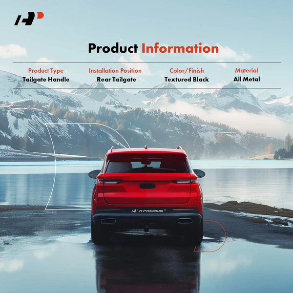 Rear Upgraded Metal Tailgate Black Handle without Keyhole for Chevy Silverado 1500 GMC Sierra