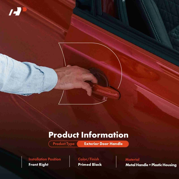 Front Passenger Upgraded Metal Exterior Door Handle Primed for Chevy Colorado GMC