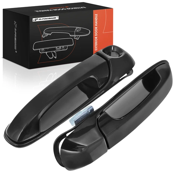 2 Pcs Front Smooth Black Exterior Door Handle for 1999-2004 Jeep Grand Cherokee