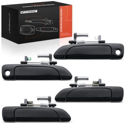 4 Pcs Front & Rear Smooth Black Exterior Door Handle