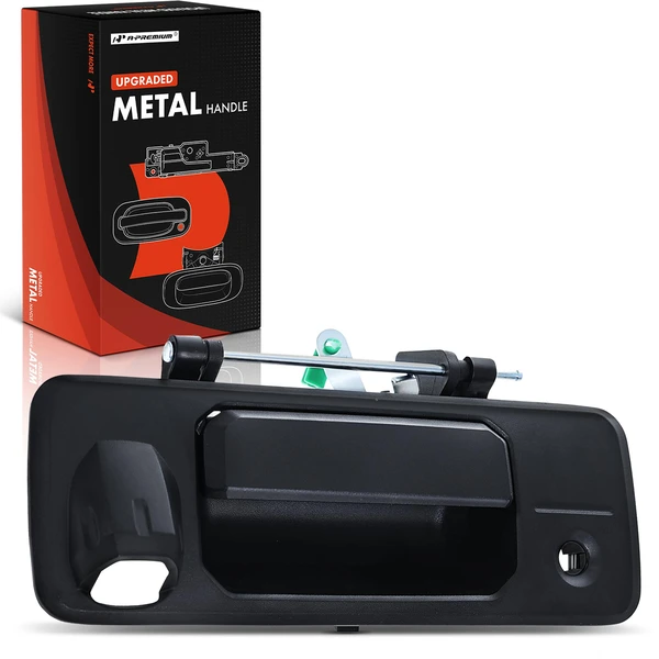 Rear Upgraded Metal Tailgate Black Tailgate Handle with Keyhole for Toyota Tacoma 16-22 Tundra