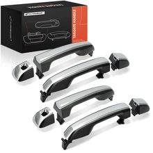 4 Pcs Front & Rear Black & Silver Exterior Door Handle with Keyhole