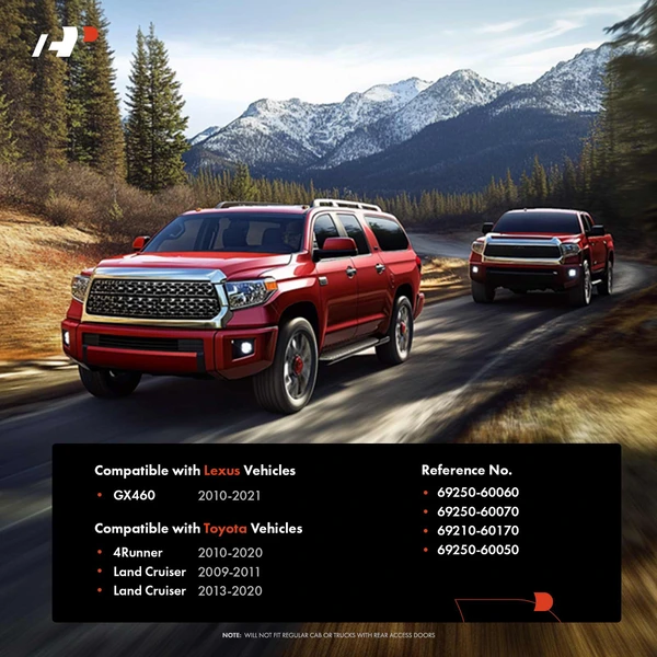 4 Pcs Front & Rear Black & Silver Exterior Door Handle with Keyhole for Toyota Land Cruiser