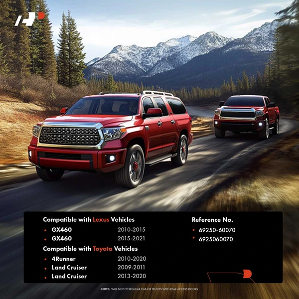 Front Passenger Black & Silver Exterior Door Handle for Toyota 4Runner Lexus