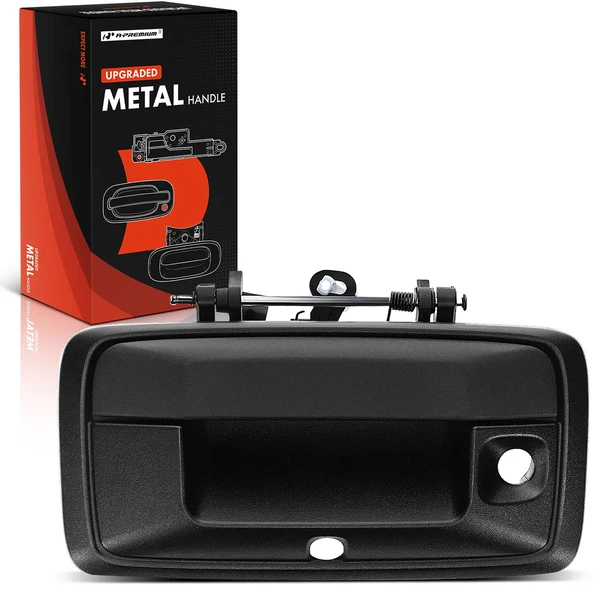 Rear Upgraded Metal Tailgate Texture Black Handle with Keyhole & Camera Hole for GMC Canyon