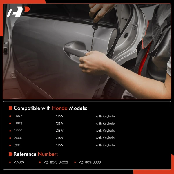 Front Driver Smooth Black Exterior Door Handle for Honda CR-V 1997-2001