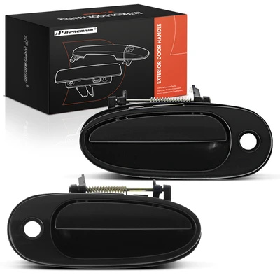 2 Pcs Front Smooth Black Exterior Door Handle