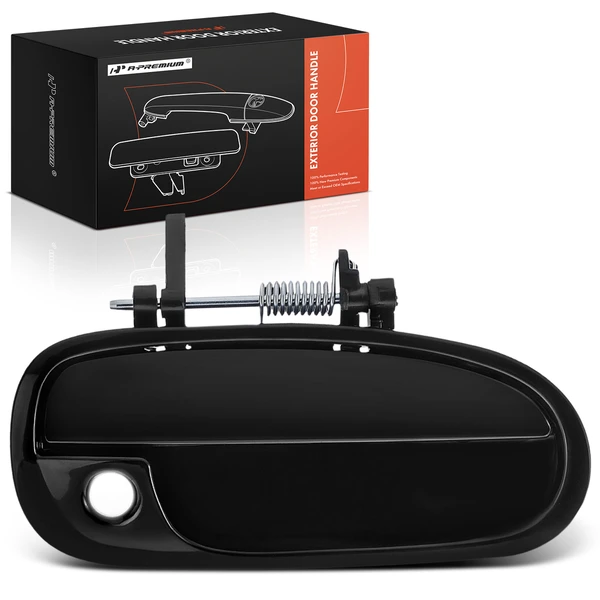 Front Passenger Smooth Black Exterior Door Handle with Keyhole for Honda Civic