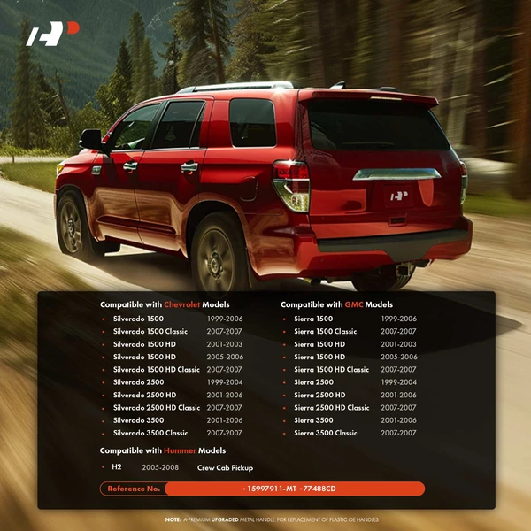 Upgraded Metal Tailgate Texture Black Handle for Chevrolet Silverado 1500 99-06 GMC Sierra 1500