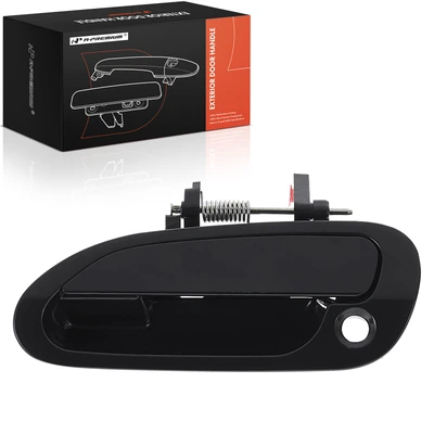 Front Driver Smooth Black Exterior Door Handle with keyhole