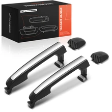 2 Pcs Rear Exterior Door Handle Black with Chrome Insert for 2006-2010 Hyundai Sonata