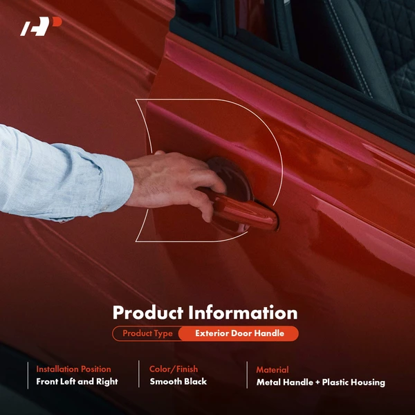 2 Pcs Front Smooth Black Exterior Door Handle for Toyota Tacoma