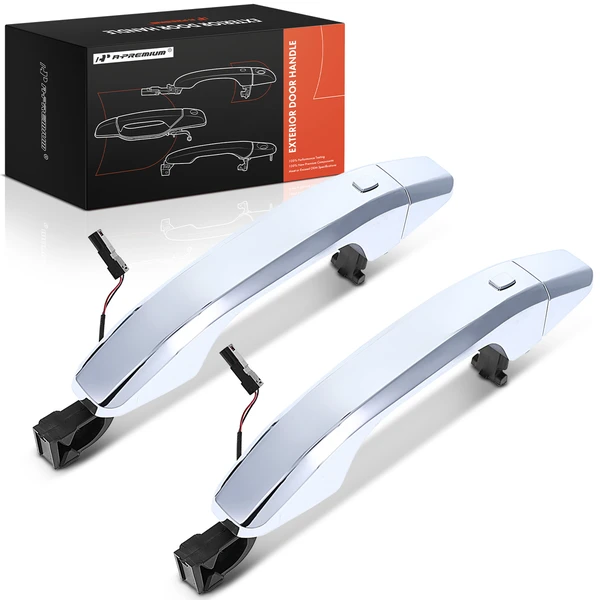 2 Pcs Rear Chrome Exterior Door Handle & Cover for 2020-2024 Chevrolet Silverado 3500 HD