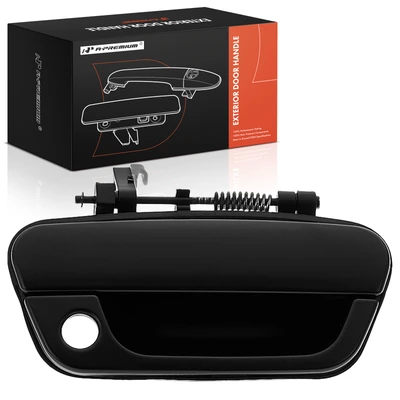 Front Passenger Black Exterior Door Handle with Keyhole