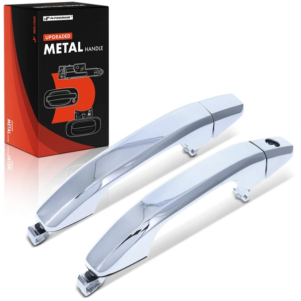 2 Pcs Front Upgraded Metal Exterior Door Handle Chrome & Cover for 2014-2018 GMC Sierra 1500