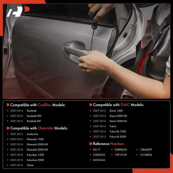 Front Driver Black Exterior Door Handle with Keyhole for Chevrolet GMC