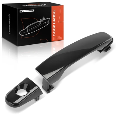 Front Driver Black Smooth Exterior Door Handle with Keyhole