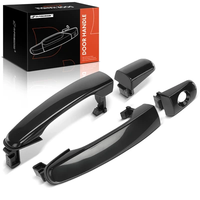 2 Pcs Front Black Smooth Exterior Door Handle