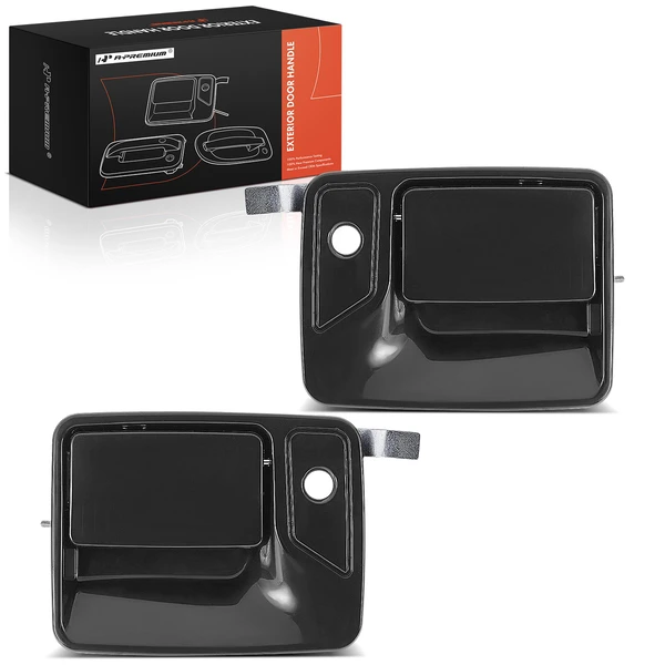 2 Pcs Front Black Exterior Door Handle with keyhole for Ford F-250 F-350