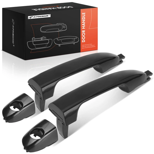 2 Pcs Front Black Exterior Door Handle with Keyhole for Kia Spectra