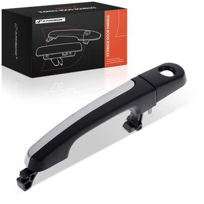Front Driver Primed Black & Chrome Exterior Door Handle