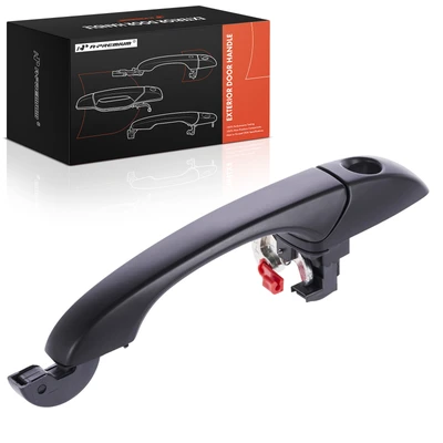 Front Driver Smooth Black Exterior Door Handle with Keyhole