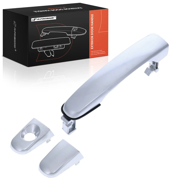 Front or Rear Satin Chrome Exterior Door Handle with 2 Caps for 2006-2009 Pontiac Torrent