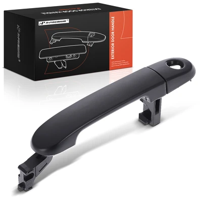 Front Driver Black Exterior Door Handle & Cover with Keyhole