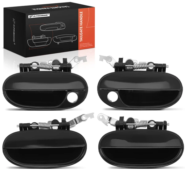 4 Pcs Front & Rear Textured Black Exterior Door Handle for Hyundai Accent 95-97