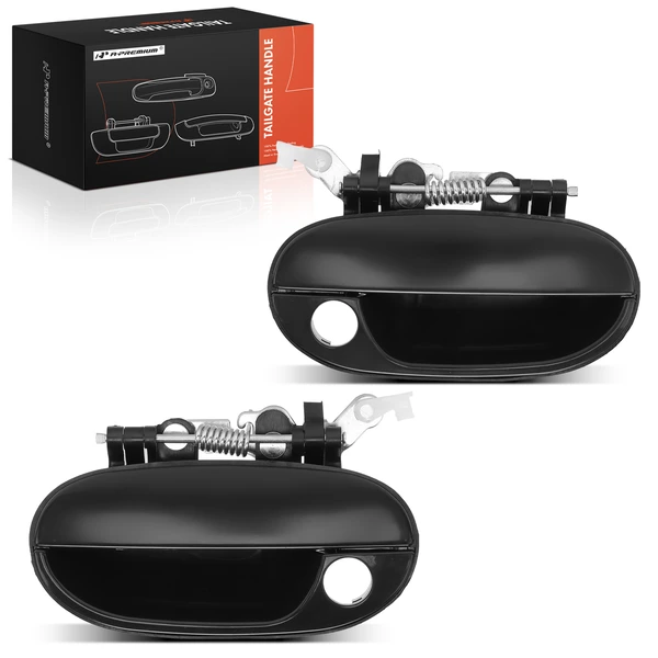 2 Pcs Front Textured Black Exterior Door Handle with Keyhole for Hyundai Accent