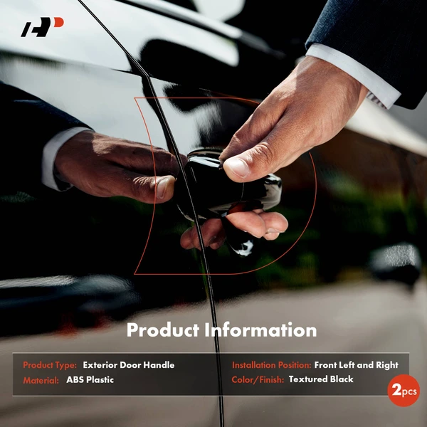 2 Pcs Front Black Texture Door Handle with Keyhole for Honda Odyssey