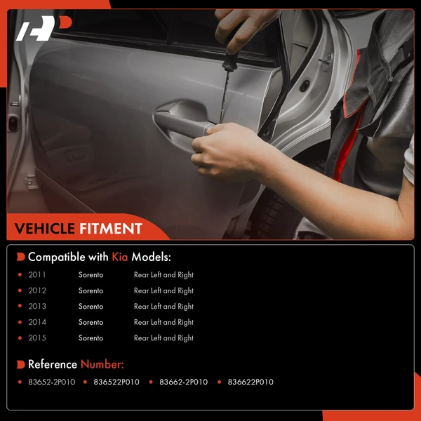 2 Pcs Rear Chrome Exterior Door Handle for Kia Sorento 2011-2015
