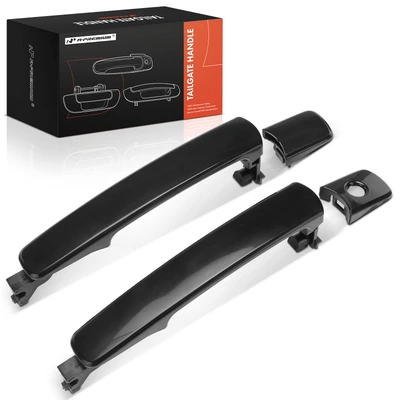 2 Pcs Front Smooth Black Exterior Door Handle